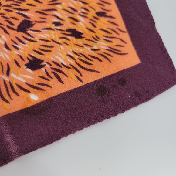 Nina Ricci Paris Silk Square Scarf Animal Print Coral/Plum (orange/purple) - Picture 7 of 8